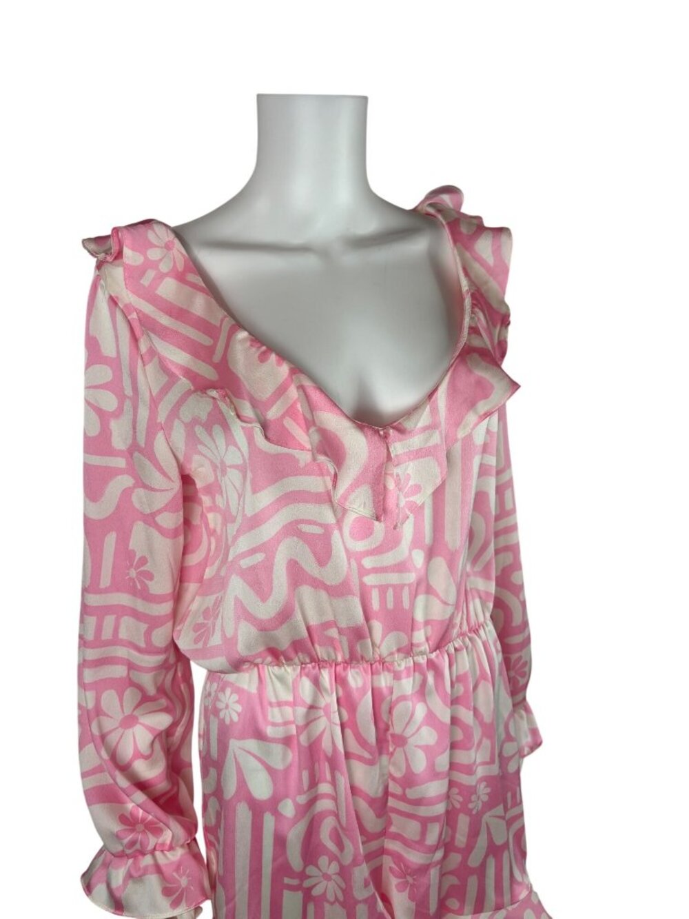 Never Fully Dressed Pink Dallas Playsuit Womens US 8 Retro Floral Print Ruffle - Picture 4 of 13